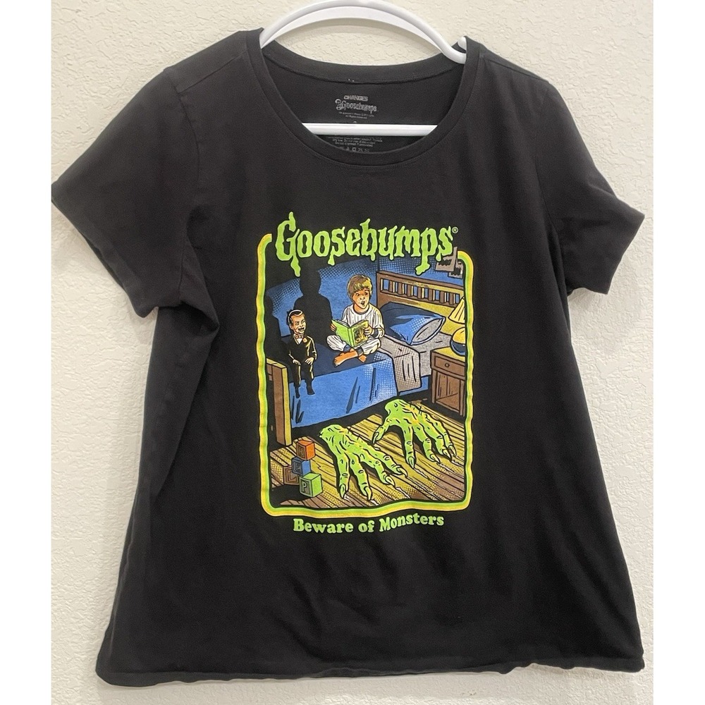 Goosebumps 90s Vintage Beware Of The Monsters Size 2X Black Tshirt Graphic‎ Tee